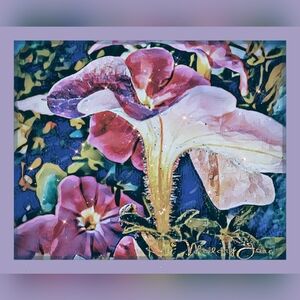 "Moon Flower, Original Artwork By MalloryJane, Signed 20" x 26" Framed Print